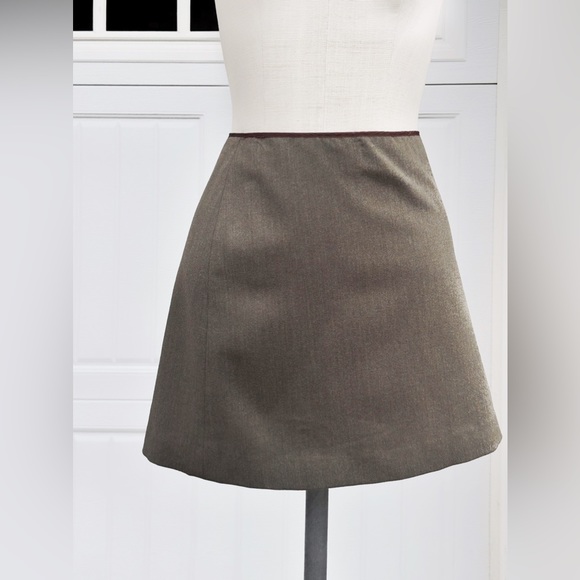 THEORY OLIVE WOOL MINI SKIRT 10 MEDIUM - Picture 1 of 2